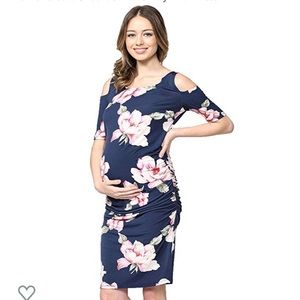 Fitted cold shoulder maternity dress